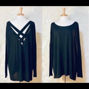 Black Tunic Top with CrissCross back details